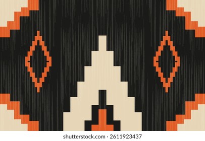 Geometric ethnic Native American tribal patterns, featuring Aztec and Navajo motifs, create a seamless decorative texture. Design for background ,curtain, carpet, clothing, wrapping, Batik.