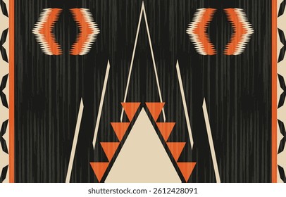 Geometric ethnic Native American tribal patterns, featuring Aztec and Navajo motifs, create a seamless decorative texture. Design for background ,curtain, carpet, clothing, wrapping, Batik.