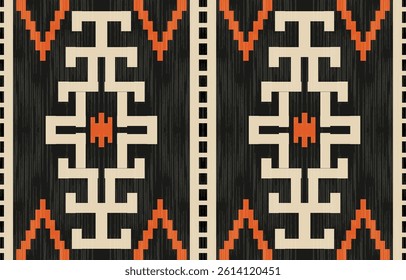 Geometric ethnic Native American tribal patterns, featuring Aztec and Navajo motifs, create a seamless decorative texture. Design for background ,curtain, carpet, clothing, wrapping, Batik.