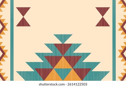 Geometric ethnic Native American tribal patterns, featuring Aztec and Navajo motifs, create a seamless decorative texture. Design for background ,curtain, carpet, clothing, wrapping, Batik.