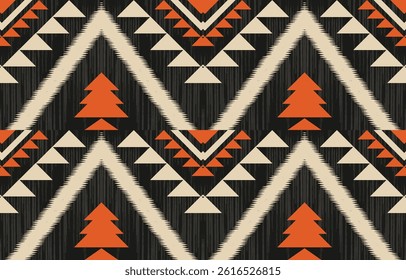 Geometric ethnic Native American tribal patterns, featuring Aztec and Navajo motifs, create a seamless decorative texture. Design for background ,curtain, carpet, clothing, wrapping, Batik.