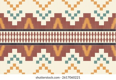 Geometric ethnic Native American tribal patterns, featuring Aztec and Navajo motifs, create a seamless decorative texture. Design for background ,curtain, carpet, clothing, wrapping, Batik.