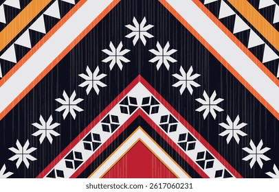Geometric ethnic Native American tribal patterns, featuring Aztec and Navajo motifs, create a seamless decorative texture. Design for background ,curtain, carpet, clothing, wrapping, Batik.