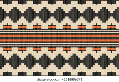 Geometric ethnic Native American tribal patterns, featuring Aztec and Navajo motifs, create a seamless decorative texture. Design for background ,curtain, carpet, clothing, wrapping, Batik.
