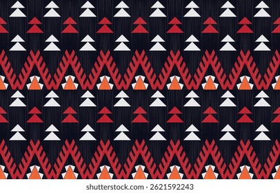 Geometric ethnic Native American tribal patterns, featuring Aztec and Navajo motifs, create a seamless decorative texture. Design for background ,curtain, carpet, clothing, wrapping, Batik.