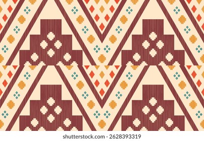 Geometric ethnic Native American tribal patterns, featuring Aztec and Navajo motifs, create a seamless decorative texture. Design for background ,curtain, carpet, clothing, wrapping, Batik.