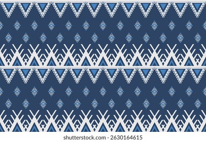 Geometric ethnic Native American tribal patterns, featuring Aztec and Navajo motifs, create a seamless decorative texture. Design for background ,curtain, carpet, clothing, wrapping, Batik.