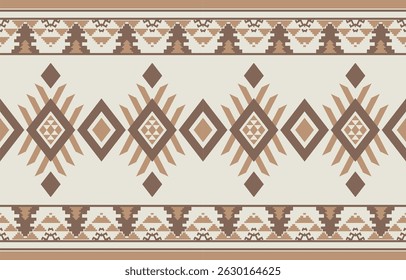 Geometric ethnic Native American tribal patterns, featuring Aztec and Navajo motifs, create a seamless decorative texture. Design for background ,curtain, carpet, clothing, wrapping, Batik.
