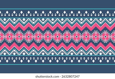 Geometric ethnic Native American tribal patterns, featuring Aztec and Navajo motifs, create a seamless decorative texture. Design for background ,curtain, carpet, clothing, wrapping, Batik.