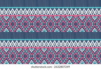 Geometric ethnic Native American tribal patterns, featuring Aztec and Navajo motifs, create a seamless decorative texture. Design for background ,curtain, carpet, clothing, wrapping, Batik.