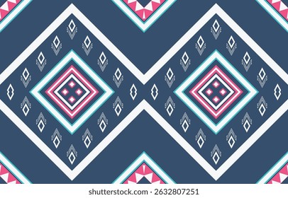 Geometric ethnic Native American tribal patterns, featuring Aztec and Navajo motifs, create a seamless decorative texture. Design for background ,curtain, carpet, clothing, wrapping, Batik.