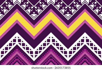 Geometric ethnic Native American tribal patterns, featuring Aztec and Navajo motifs, create a seamless decorative texture. Design for background ,curtain, carpet, clothing, wrapping, Batik.