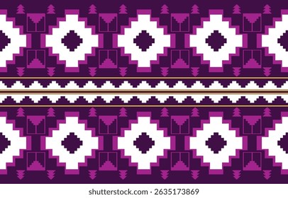 Geometric ethnic Native American tribal patterns, featuring Aztec and Navajo motifs, create a seamless decorative texture. Design for background ,curtain, carpet, clothing, wrapping, Batik.