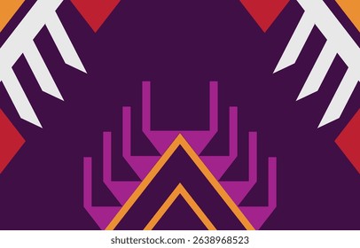 Geometric ethnic Native American tribal patterns, featuring Aztec and Navajo motifs, create a seamless decorative texture. Design for background ,curtain, carpet, clothing, wrapping, Batik.