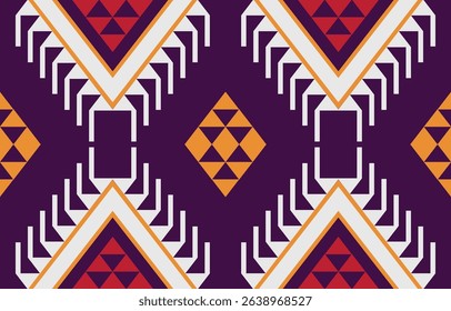 Geometric ethnic Native American tribal patterns, featuring Aztec and Navajo motifs, create a seamless decorative texture. Design for background ,curtain, carpet, clothing, wrapping, Batik.