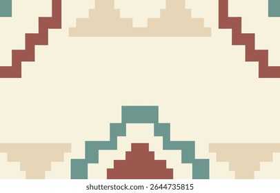 Geometric ethnic Native American tribal patterns, featuring Aztec and Navajo motifs, create a seamless decorative texture. Design for background ,curtain, carpet, clothing, wrapping, Batik.