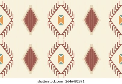 Geometric ethnic Native American tribal patterns, featuring Aztec and Navajo motifs, create a seamless decorative texture. Design for background ,curtain, carpet, clothing, wrapping, Batik.