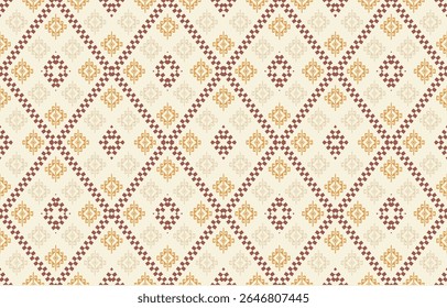 Geometric ethnic Native American tribal patterns, featuring Aztec and Navajo motifs, create a seamless decorative texture. Design for background ,curtain, carpet, clothing, wrapping, Batik.