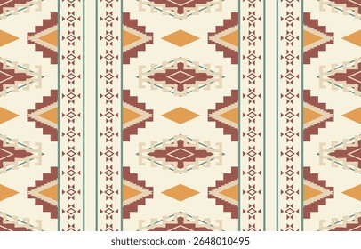 Geometric ethnic Native American tribal patterns, featuring Aztec and Navajo motifs, create a seamless decorative texture. Design for background ,curtain, carpet, clothing, wrapping, Batik.