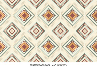 Geometric ethnic Native American tribal patterns, featuring Aztec and Navajo motifs, create a seamless decorative texture. Design for background ,curtain, carpet, clothing, wrapping, Batik.