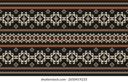 Geometric ethnic Native American tribal patterns, featuring Aztec and Navajo motifs, create a seamless decorative texture. Design for background ,curtain, carpet, clothing, wrapping, Batik.