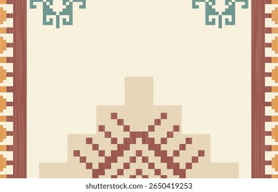 Geometric ethnic Native American tribal patterns, featuring Aztec and Navajo motifs, create a seamless decorative texture. Design for background ,curtain, carpet, clothing, wrapping, Batik.