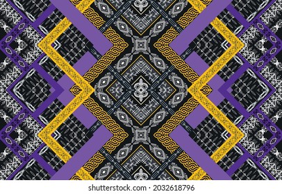 Geometric ethnic native pattern and aztec oriental seamless pattern traditional Design for background,carpet,wallpaper,clothing,wrapping,Batik,fabric,Vector illustration.embroidery style.
