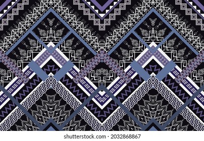 Geometric ethnic native pattern and aztec oriental seamless pattern traditional Design for background,carpet,wallpaper,clothing,wrapping,Batik,fabric,Vector illustration.embroidery style.