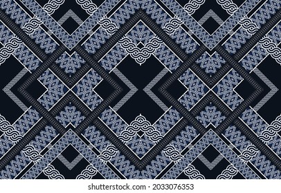 Geometric ethnic native pattern and aztec oriental seamless pattern traditional Design for background,carpet,wallpaper,clothing,wrapping,Batik,fabric,Vector illustration.embroidery style.