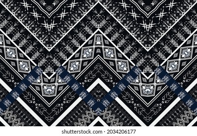 Geometric ethnic native pattern and aztec oriental seamless pattern traditional Design for background,carpet,wallpaper,clothing,wrapping,Batik,fabric,Vector illustration.embroidery style.