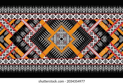 Geometric ethnic native pattern and aztec oriental seamless pattern traditional Design for background,carpet,wallpaper,clothing,wrapping,Batik,fabric,Vector illustration.embroidery style.