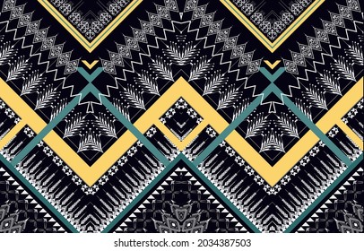 Geometric ethnic native pattern and aztec oriental seamless pattern traditional Design for background,carpet,wallpaper,clothing,wrapping,Batik,fabric,Vector illustration.embroidery style.