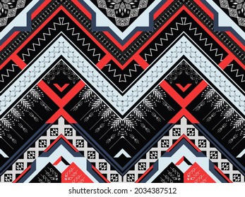 Geometric ethnic native pattern and aztec oriental seamless pattern traditional Design for background,carpet,wallpaper,clothing,wrapping,Batik,fabric,Vector illustration.embroidery style.