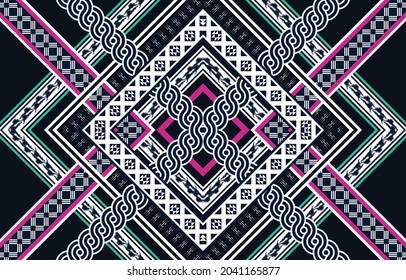 Geometric ethnic native pattern and aztec oriental seamless pattern traditional Design for background,carpet,wallpaper,clothing,wrapping,Batik,fabric,Vector illustration.embroidery style.