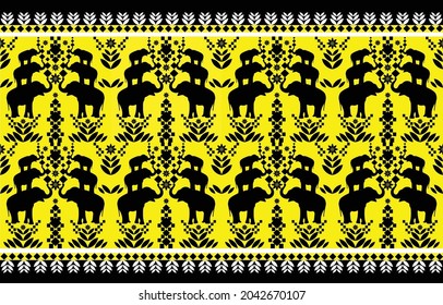 Geometric ethnic native pattern and aztec oriental seamless pattern traditional Design for fabric,Vector illustration.embroidery style.
