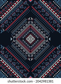 Geometric ethnic native pattern and aztec oriental seamless pattern traditional Design for background,carpet,wallpaper,clothing,wrapping,Batik,fabric,Vector illustration.embroidery style.