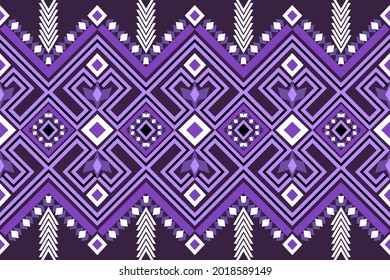 Geometric Ethnic Native Traditional local Aztec Vector Pattern design for background wallpaper carpet fabric tile using purple white violet on dark purple background for dark tone art 