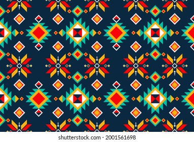 Geometric ethnic navajo pattern background design for carpet,wrapping,wallpaper,clothing,batik,fabric. Aztec, boho, native seamless. Vector illustration embroidery style.