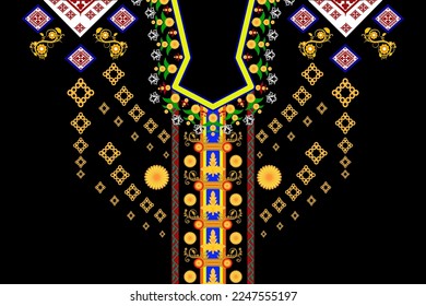 Geometric ethnic neck embroidery patterns. Neck wear ethnic traditional style. Designs for men and women fashion, neckline, neck embroidery, decor, textile, fabric, decoration designs, collar shirt