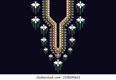 Geometric Ethnic Necklace Embroidery for fashion and other uses in vector or Floral necklace embroidery design for fashion women.background,wallpaper,clothing and wrappi