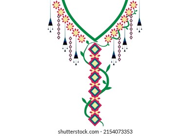 Geometrische ethnische Halskette, Stickerei der Halskette, buntes traditionelles Muster für Frauenbekleidung, Schmuck, Kragenhemden, T-Shirt.