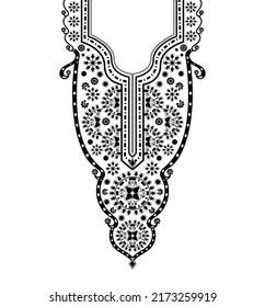 Geometric ethnic neckline. Floral Ethnic oriental pattern traditional. Tribal necklace embroidery design for fashion women, background, wallpaper, clothing, wrapping, etc. Tribe necklace embroidery