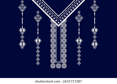 Geometric ethnic neckline flower pattern background. traditional style. decoration, textile, fabric, clothing.