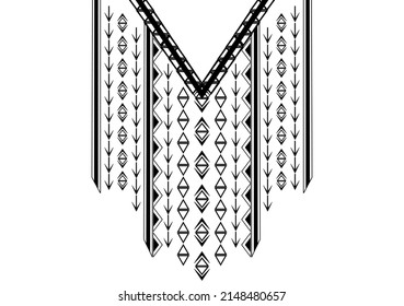 Geometric ethnic neckline. Geometric Ethnic oriental pattern traditional. Tribal necklace embroidery design for fashion women, background, wallpaper, clothing, wrapping, etc. 