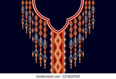 Geometric ethnic neckline. Ethnic oriental traditional design. Neckline embroidery design for fashion, background, wallpaper, clothing, wrapping, etc.