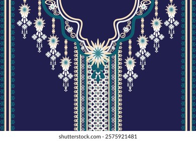 Geometric Ethnic Neckline Pattern. Embroidery decoration oriental textile fabric neck design for fabric, clothing, fashion women, necklace.