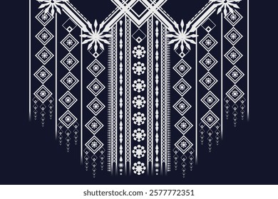 Geometric Ethnic Neckline Pattern. Embroidery decoration oriental textile fabric neck design for fabric, clothing, fashion women, necklace.