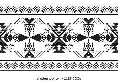 Geometric ethnic oreantal pattern. Abstract background. Black boho motif on white background. Vector illustration.