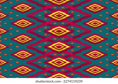 Geometric ethnic oriental Aztec ornament ikat seamless pattern traditional in tribal.Design for background,carpet,cover,textile,wallpaper,clothing,wrapping,fabric,Vector illustration.embroidery style.