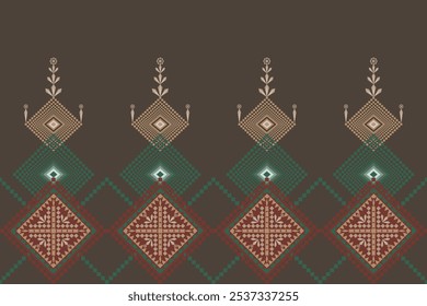 Geometric ethnic oriental details ikat seamless pattern traditional Design for background,carpet,wallpaper,clothing,wrapping,Batik,fabric,Vector illustration embroidery style.Detail art fabric.
